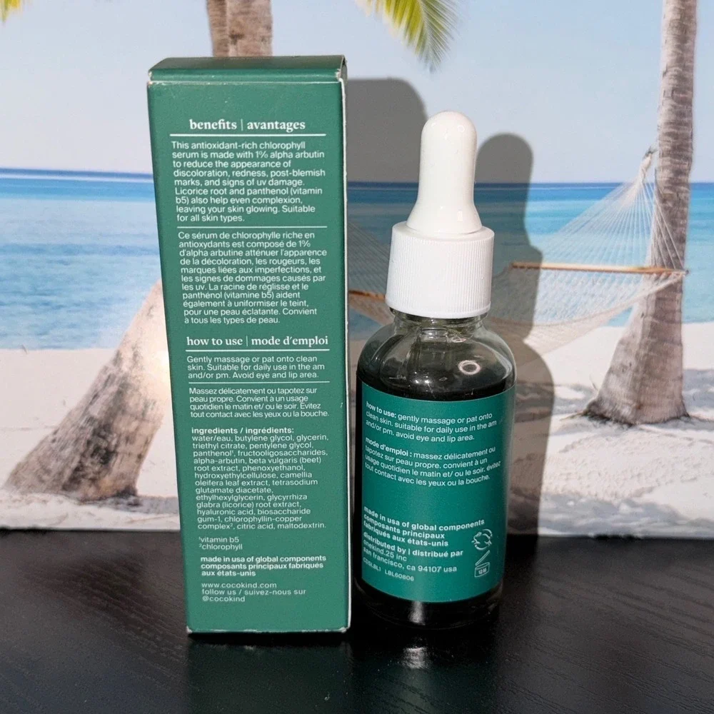 Cocokind Chlorophyll Discoloration Serum 1% Alpha Arbutin 1 fl oz 30ml NEW Box
